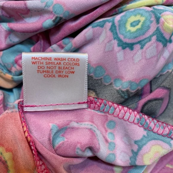 JOSIE Natori Short Robe Size Small Multicolor Print Boho Whimsy Hippie Pink - Picture 13 of 14